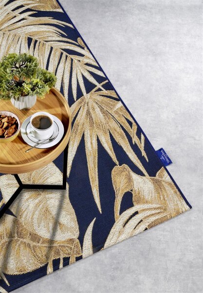 Villeroy & Boch In- & Outdoor Teppich Oktavie Dunkelblau Gold