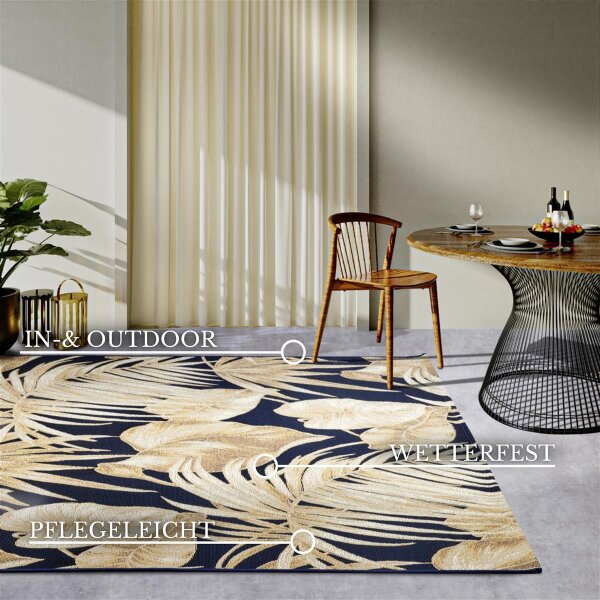 Villeroy & Boch In- & Outdoor Teppich Oktavie Dunkelblau Gold