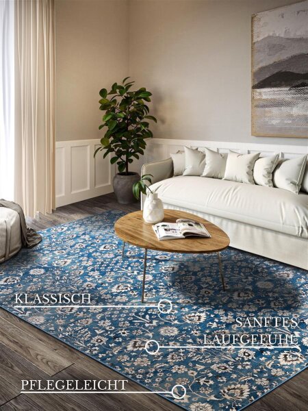 Villeroy & Boch Kurzflor Teppich Ernest Blau Creme