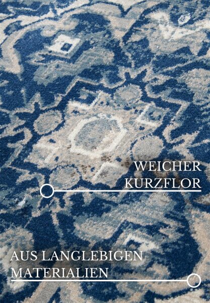 Villeroy & Boch Kurzflor Teppich Jehanne Blau Creme