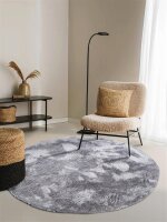 Elle Decoration Cosy Hochflor Teppich Calida Silber Rund
