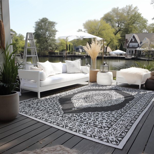 Elle Decoration Gemini In- und Outdoor Wendeteppich Meekly Schwarz