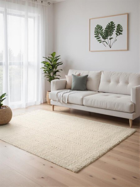 Elle Decoration Majoli Jute & Wollteppich Herringbone Majoli Natur Weiß