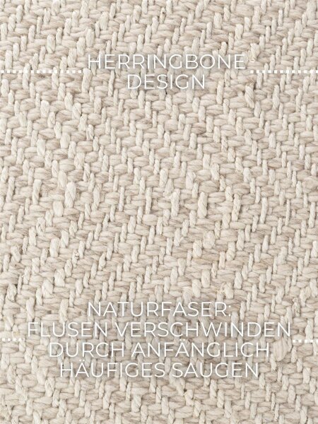 Elle Decoration Majoli Jute & Wollteppich Herringbone Majoli Natur Weiß