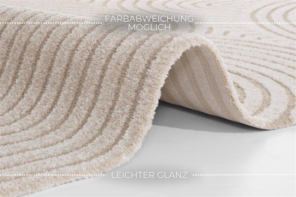 Elle Decoration New York Kurzflorteppich in Hoch-Tief Effekt Panglao Creme Beige