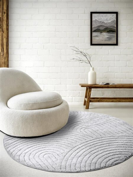 Elle Decoration New York Design Teppich Panglao Hellgrau Rund