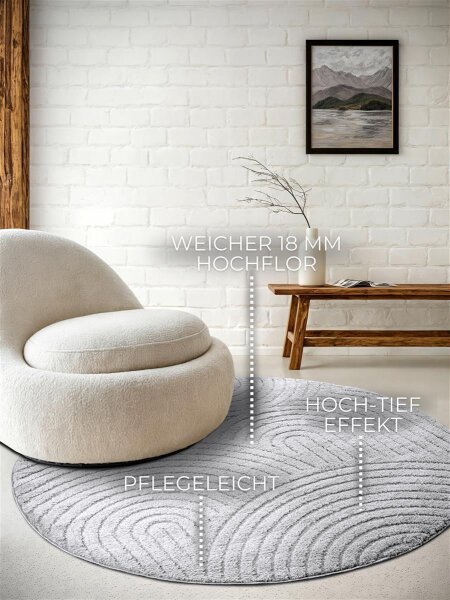 Elle Decoration New York Design Teppich Panglao Hellgrau Rund