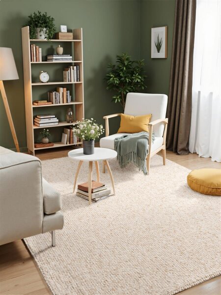 Elle Decoration Rocco Woll-Optik Teppich Rocco Creme