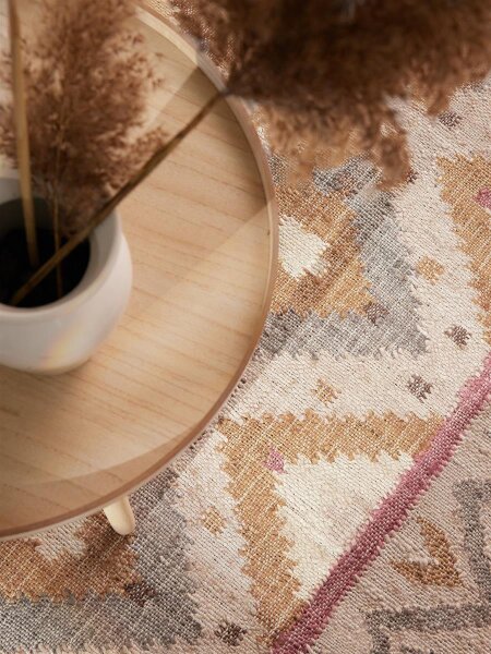 Elle Decoration Roya Afghan Kelim Teppich Imani Creme Multifarben