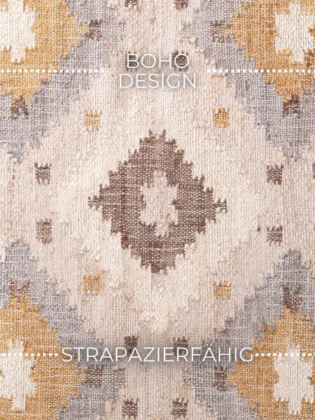 Elle Decoration Roya Afghan Kelim Teppich Imani Creme Multifarben