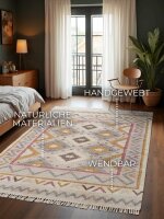 Elle Decoration Roya Afghan Kelim Teppich Imani Creme Multifarben