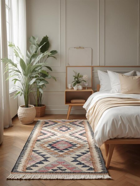 Elle Decoration Roya Afghan Kelim Teppich Parsa Creme Multifarben