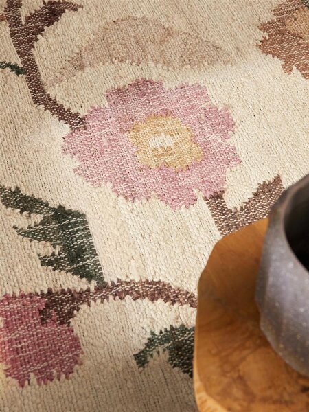 Elle Decoration Roya Afghan Kelim Teppich Violette Creme Multifarben