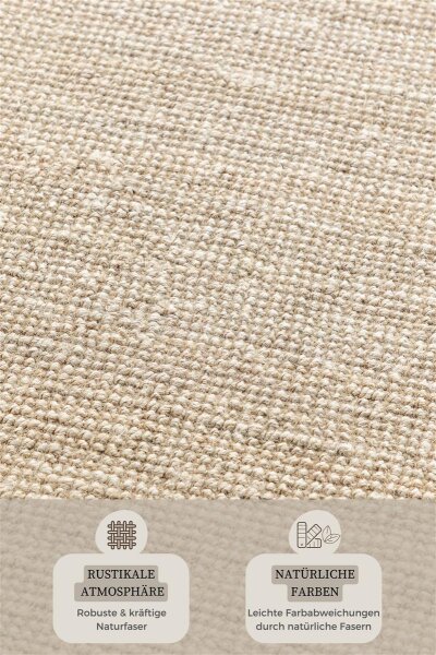 Hanse Home Bouclé Jute Teppich Jaipur Natur Ivoryweiß