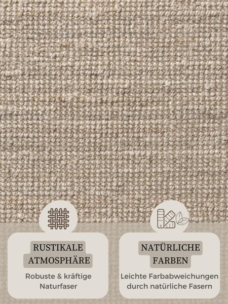 Hanse Home Bouclé Jute Teppich Jaipur Natur Ivoryweiß Rund