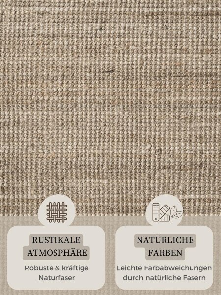 Hanse Home Bouclé Jute Teppich Jaipur Natur Graubraun Rund