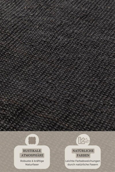 Hanse Home Bouclé Jute Teppich Jaipur Dunkelschwarz