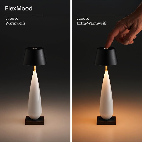 Sigor Akku-Tischleuchte Thala keramikweiß/schwarz