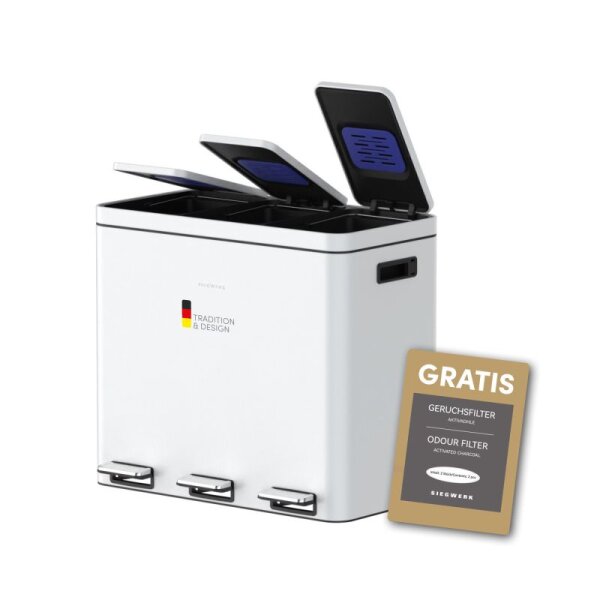 Siegwerk Mülleimer KOLEKTO 3x18L Pure Snow