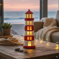 Sompex Dekoleuchte Glamor Lighthouse rot weiß