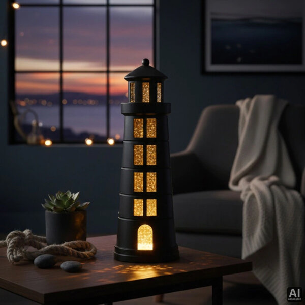 Sompex Dekoleuchte Glamor Lighthouse schwarz