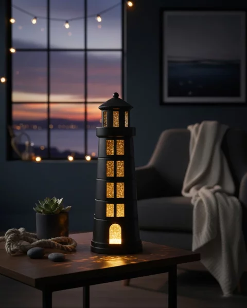 Sompex Dekoleuchte Glamor Lighthouse schwarz