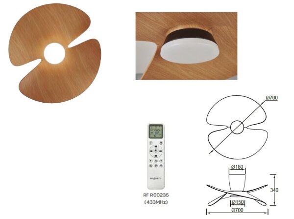 Mantra Ona Deckenventilator LED weiß-holz