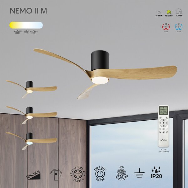 Mantra Nemo II M Deckenventilator LED schwarz-holz