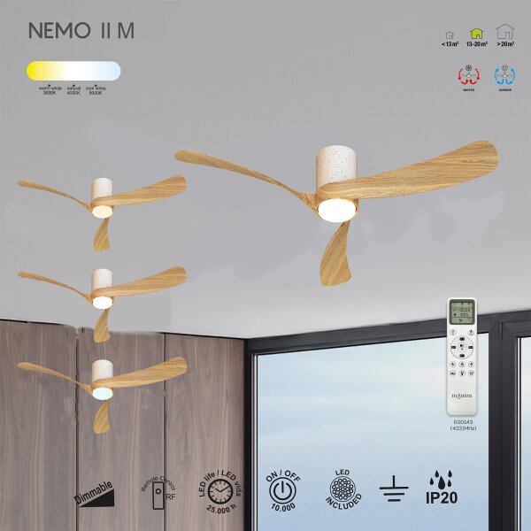Mantra Nemo II M Deckenventilator LED ceramic-holz