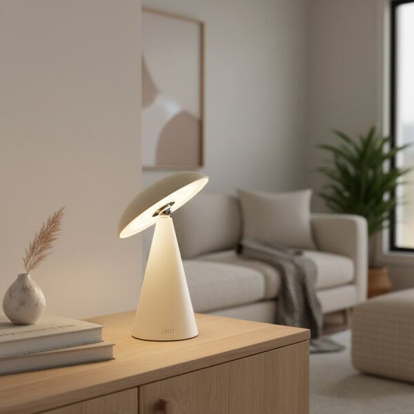 Kinoko XS Akku LED Tisch- und Wandleuchte matt creme