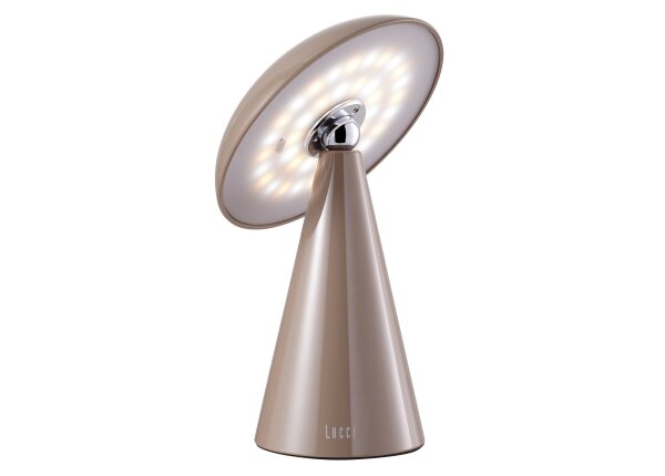 Kinoko XS Akku LED Tisch- und Wandleuchte hochglanz hellbraun