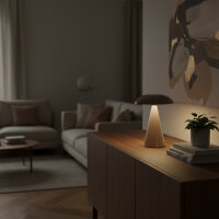 Kinoko XS Akku LED Tisch- und Wandleuchte hochglanz hellbraun