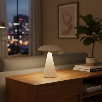 Kinoko XS Akku LED Tisch- und Wandeuchte hochglanz creme