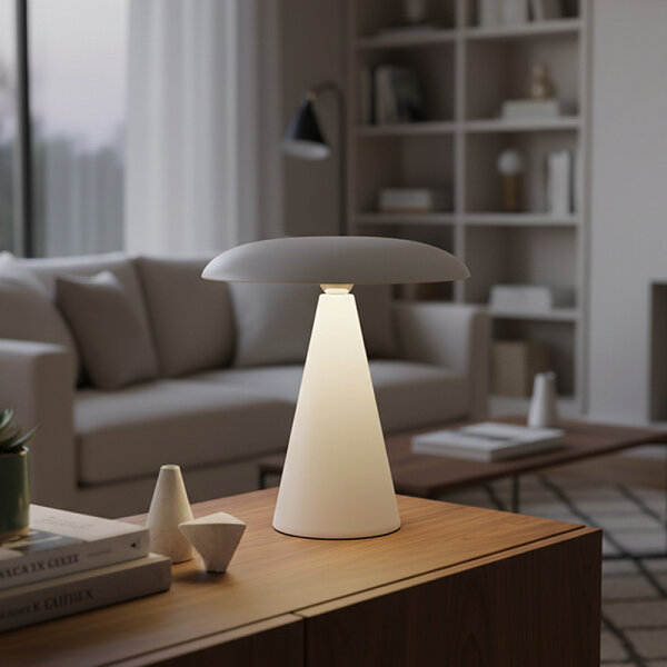 Kinoko II Akku LED Tisch- und Wandeuchte matt weiß