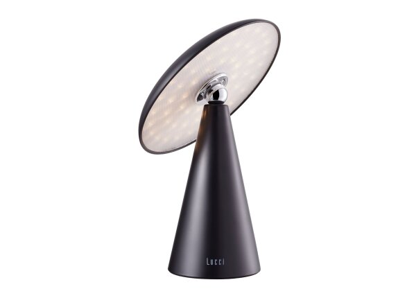 Kinoko II Akku LED Tisch- und Wandleuchte matt schwarz