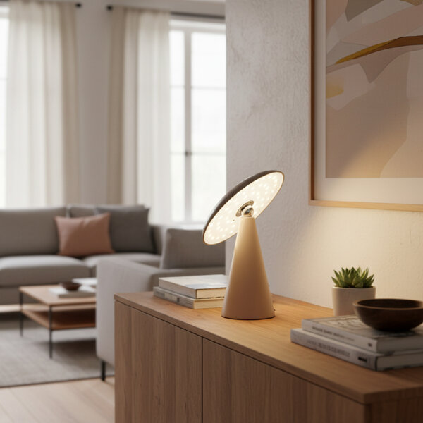 Kinoko II Akku LED Tisch- und Wandeuchte matt hellbraun