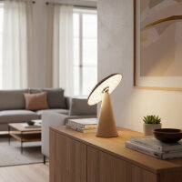 Kinoko II Akku LED Tisch- und Wandeuchte matt hellbraun