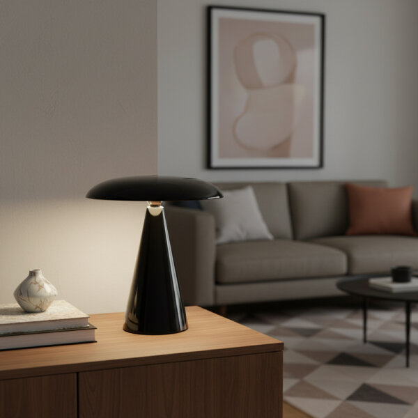 Kinoko II Akku LED Tisch- und Wandleuchte hochglanz schwarz