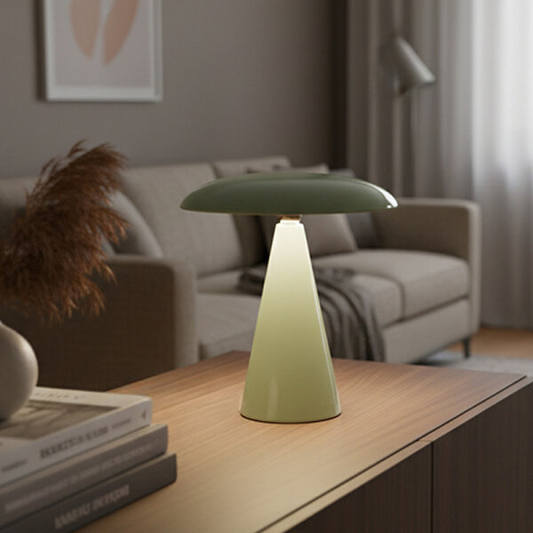 Kinoko II Akku LED Tisch- und Wandleuchte hochglanz jadegrün