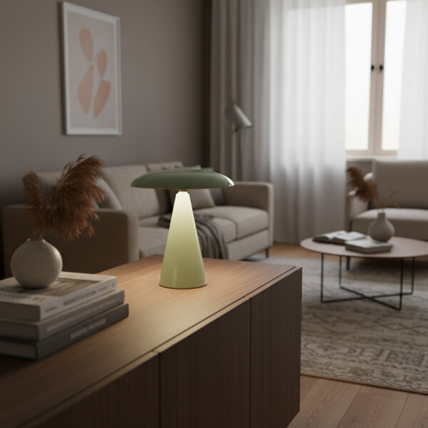 Kinoko II Akku LED Tisch- und Wandleuchte hochglanz jadegrün