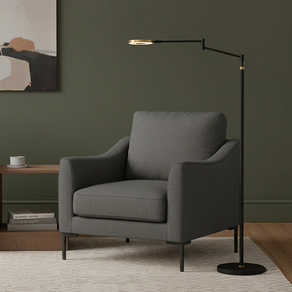 Steinhauer Soleil Akku LED Stehleuchte schwarz-gold