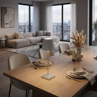 Sompex Troll RC silber Akku LED Tischleuchte