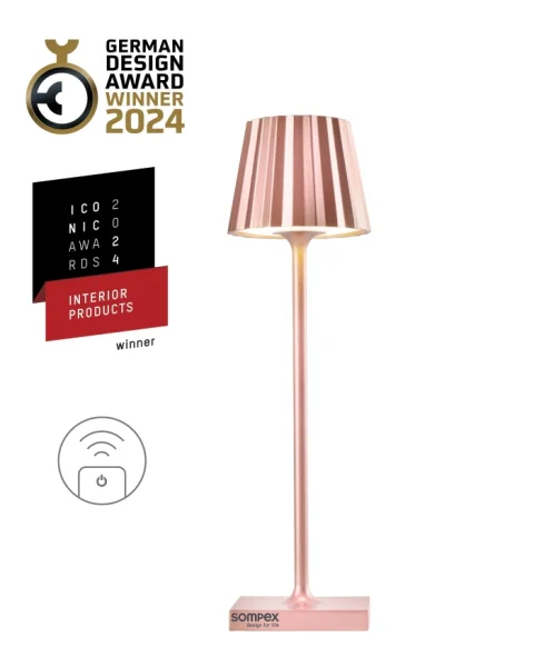 Sompex Troll Nano RC Akku Tischleuchte roségold