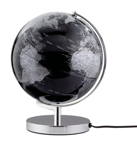 TERRA LIGHT Leuchtglobus schwarz/silber