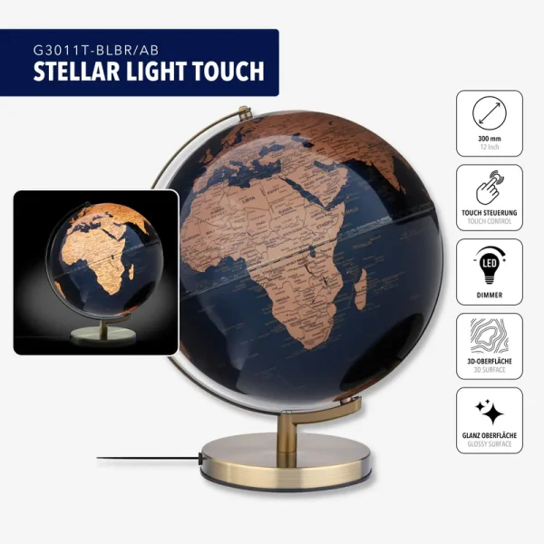 STELLAR LIGHT TOUCH Leuchtglobus dunkelblau/bronze