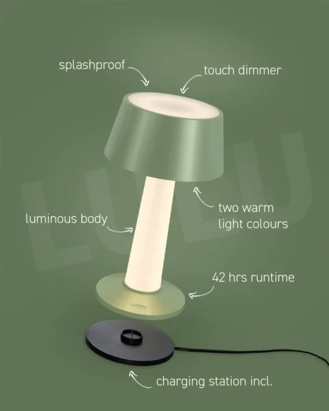 Sompex Lulu Akku Tischleuchte grün-metallic