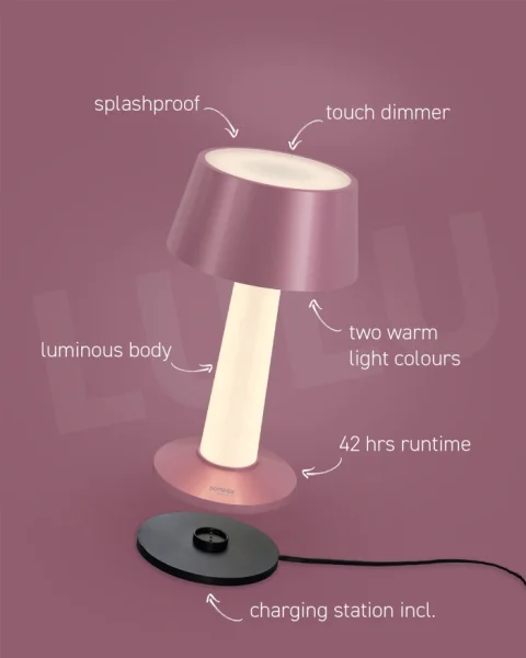 Sompex Lulu Akku Tischleuchte pink-metallic