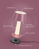 Sompex Lulu Akku Tischleuchte pink-metallic