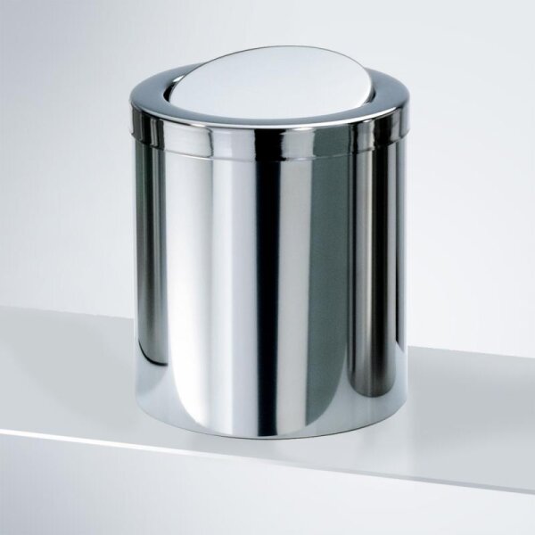 Decor Walther DW 1240 Tischpapierkorb mit Schwingdeckel Edelstahl poliert