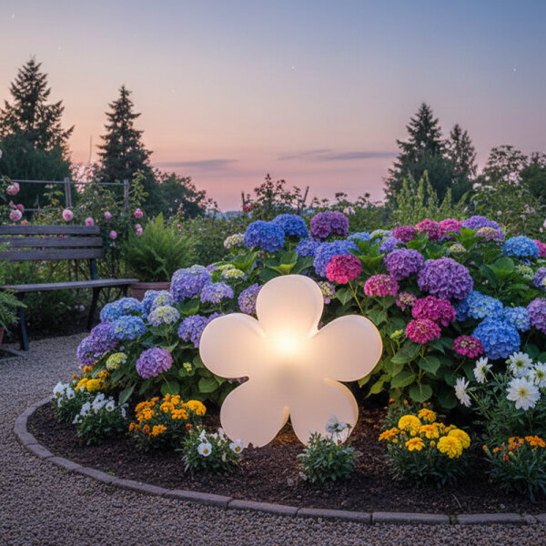 8 Seasons Design Motivleuchte Shining Flower 60 cm weiß